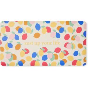 SUR LA Table Kitchen Essentials Zest Up Your Life Citrus Fruit Anti Fatigue Comfort Mat, Kitchen Mat, Standing Desk Mat, Non-Slip Backing, Yellow/Blue/Ivory, 20″x39″(Yellow/Blue/Ivory)