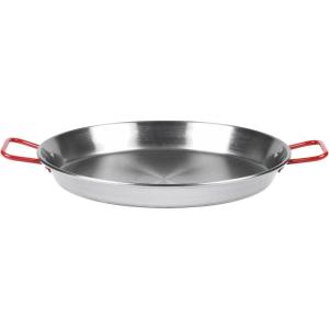 Sur La Table 22″ Carbon Steel Paella Pan – Authentic Spanish Cookware for Family-Style Paella, Even-Heating, Naturally Seasons with Use, Serves Up to 16(Silver)