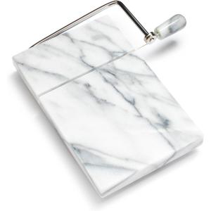 Sur La Table 5″x 8″ Marble Cheese Board and Slicer, Comes with 2 Replacement Wires, Gray