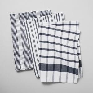 Sur La Table Assorted Twill Kitchen Towels, Set of 3, Cool Gray(Blueberry)