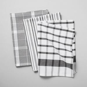 Sur La Table Assorted Twill Kitchen Towels, Set of 3, Cool Gray(Sardine)