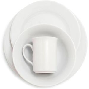 Sur La Table Bistro 24 Piece Porcelain Dinnerware Set includes Dinner Plates, Salad Plates, Cereal Bowls and Mugs, Service for 6, White – Microwave and Dishwasher