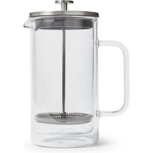 Sur La Table Classic Double-Walled Glass French Press – 8-Cup Capacity for Rich, Aromatic Coffee