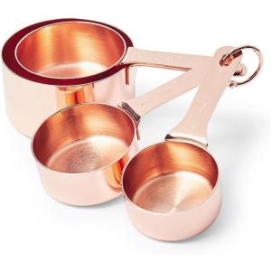 Sur La Table Copper Measuring Cup Set – 4-Piece Durable Baking Cups in 1/4, 1/3, 1/2 & 1 Cup Sizes, Stylish & Functional, Dishwasher for Easy Cleaning