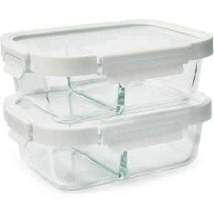 Sur La Table Divided Glass Storage Containers, 4-Piece Set, Clear