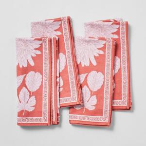 Sur La Table Jacquard Floral Napkins, Set of 4, Indigo(Terracotta)