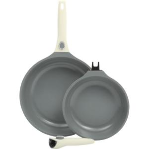 Sur La Table Kitchen Essentials 13 Piece Detachable Handle Pots and Pans Premium PFA Free Premium Ceramic Non Stick Induction Safe and Secure Removable Handle Cookware Set – Eggshell White(Eggshell White)