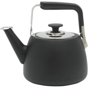 Sur La Table Kitchen Essentials 2 Qt Heavy Gauge Brushed Stainless Steel Whistling Tea Kettle – Durable Stovetop Kettle(Matte Black)