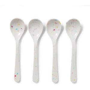 Sur La Table Melamine Sprinkle Spoons, Set of 4, White