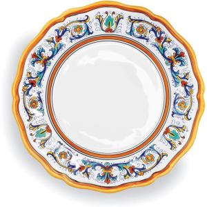 Sur La Table Nova Deruta Handcrafted Dinner Plate – 10.75″ Italian-Made Earthenware, Hand-Painted Renaissance-Inspired Design, Vibrant Everyday & Special Occasion Tableware