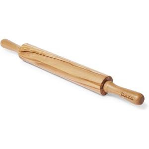Sur La Table Olivewood Rolling Pin with Handles, 20″, Tan