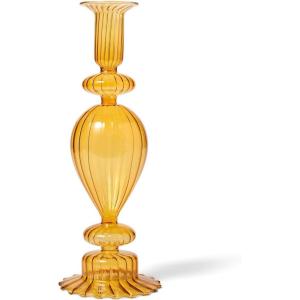 Sur La Table Orange Glass Taper Candle Holder, 9.8″