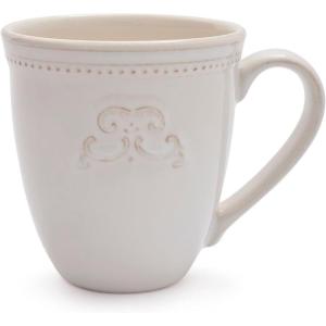 Sur La Table Pearl Stoneware Medallion Mug, White