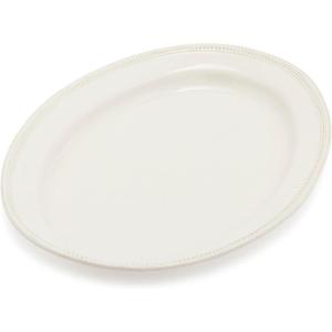 Sur La Table Pearl Stoneware Serving Platter – 16.25″ x 11.5″ Chip-Resistant Tray with Raised Dot Border & Distressed Edges, Vintage-Inspired Dinnerware, Microwave & Dishwasher(White)