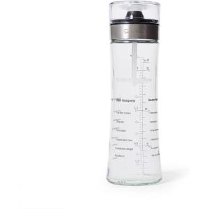 Sur La Table Salad Dressing Shaker – 18 oz Glass Bottle with Emulsifying Wand, Measurement Markings & Built-In Recipes – Mix Vinaigrettes & Caesar Dressings Easily