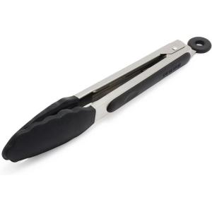 Sur La Table Silicone-Tipped Tongs, 9″, Black(Black)
