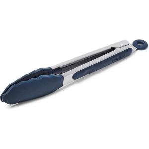 Sur La Table Silicone-Tipped Tongs, 9″, Black(Navy)