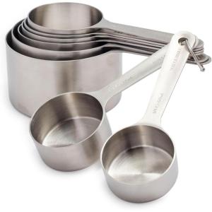 Sur La Table Stainless Steel Measuring Cups Set – 8 Nesting Cups from ¼ to 2 Cups – Durable 18/8 Steel with Easy-Open Ring, Space-Saving Design, Dishwasher