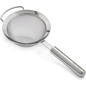 Sur La Table Stainless Steel Sieve – 4″ Fine Mesh Strainer with Weighted Ergonomic Handle – 18/8 Non-Corrosive Metal for Sifting, Rinsing & Straining