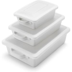 Sur La Table Stoneware 3-Piece Baker Set w/Lids, Blue(White)