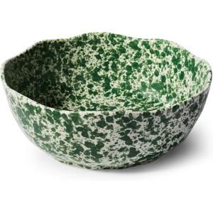 Sur La Table Stoneware Splatter Design Serving Bowl – 4 Qt, 11″ Round Colorful Spongeware-Inspired Salad & Pasta Dish, Oven/Freezer/Dishwasher, Green