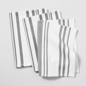 Sur La Table Striped Kitchen Towels, Set of 3, Blueberry(Cool Gray)
