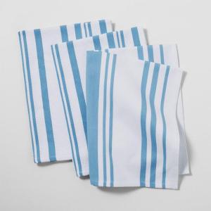Sur La Table Striped Kitchen Towels, Set of 3, Blueberry(Light Blue)