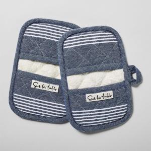 Sur La Table Striped Mini Mitts, Set of 2, Blue