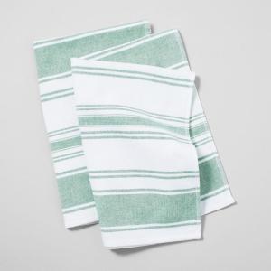 Sur La Table Ultra-Absorbent Terry Towels, Set of 2, Blue(Green)