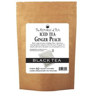 The Republic of Tea – Ginger Peach Black Iced Tea Bags, 8 Large Quart-Sized Iced Tea Pouches, Naturally Caffeinated(40 Count (Pack of 1))
