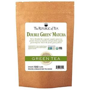 The Republic of Tea – Organic Double Green Matcha, Naturally Caffeinated Japanese Green Tea Powder and Leaves, Steeps 50 Cups(100 Tea Bags)
