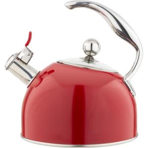 Viking 3-Ply Stainless Steel Tea Kettle, 2.6 Quart Stovetop Hot Water Pot with Tempered Glass Lid, Ergonomic Handle, Induction Ready, Slate and Blue(Red)