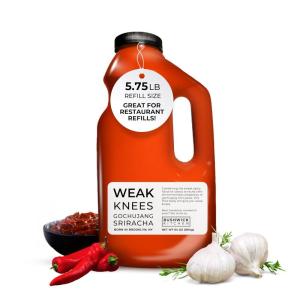 Weak Knees Gochujang Sriracha Hot Sauce, Infused with Bold Korean Gochujang Paste & Classic Spicy Sriracha, Made in the USA, 10.5oz Squeeze Bottle(Gochujang Sriracha 64oz)