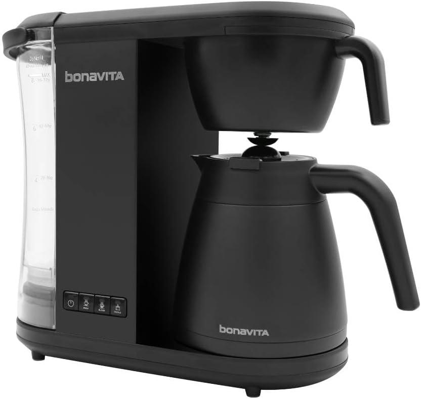 imageBonavita Enthusiast 8 Cup Drip Coffee Brewer Pour Over SCA Certified Coffee Machine with Thermal Carafe Stainless Steel Panel Removable ReservoirMatte Black