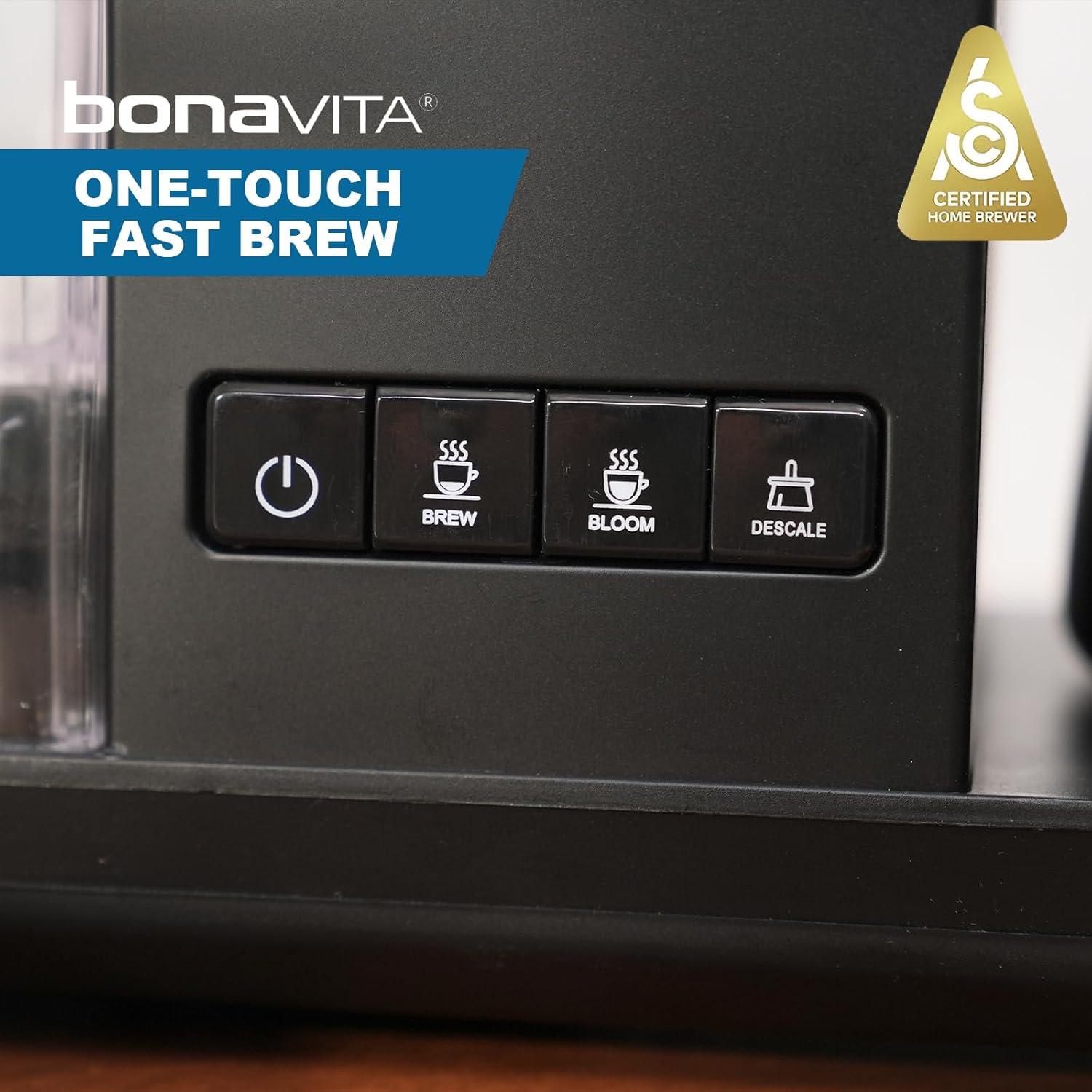 imageBonavita Enthusiast 8 Cup Drip Coffee Brewer Pour Over SCA Certified Coffee Machine with Thermal Carafe Stainless Steel Panel Removable ReservoirSilver