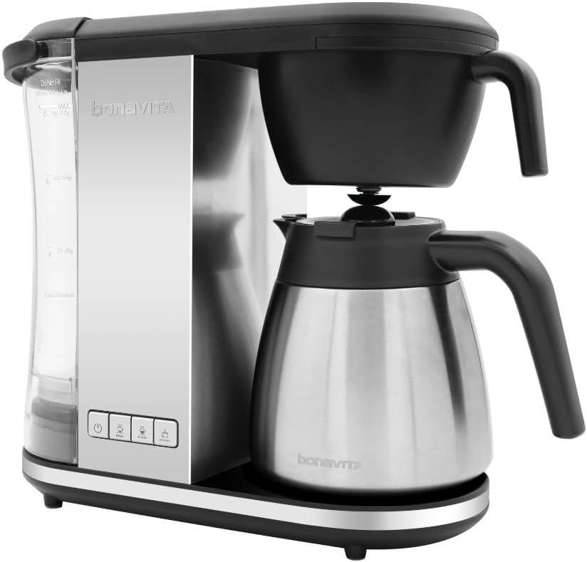 imageBonavita Enthusiast 8 Cup Drip Coffee Brewer Pour Over SCA Certified Coffee Machine with Thermal Carafe Stainless Steel Panel Removable ReservoirSilver
