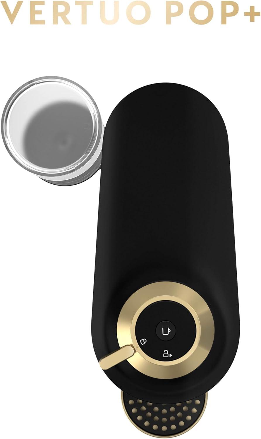 imageNespresso Festive Vertuo Pop Deluxe Coffee and Espresso Maker by Breville with Milk Frother Matte Black GoldMatte Black Gold