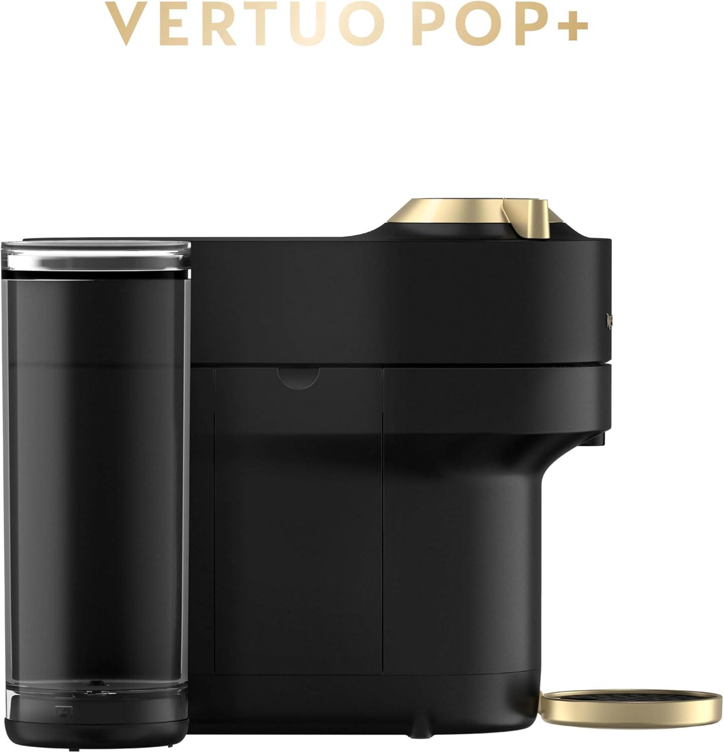 imageNespresso Festive Vertuo Pop Deluxe Coffee and Espresso Maker by Breville with Milk Frother Matte Black GoldMatte Black Gold