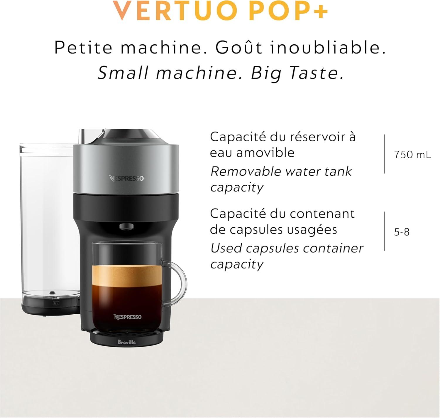 imageNespresso Festive Vertuo Pop Deluxe Coffee and Espresso Maker by Breville with Milk Frother Matte Black GoldTitan