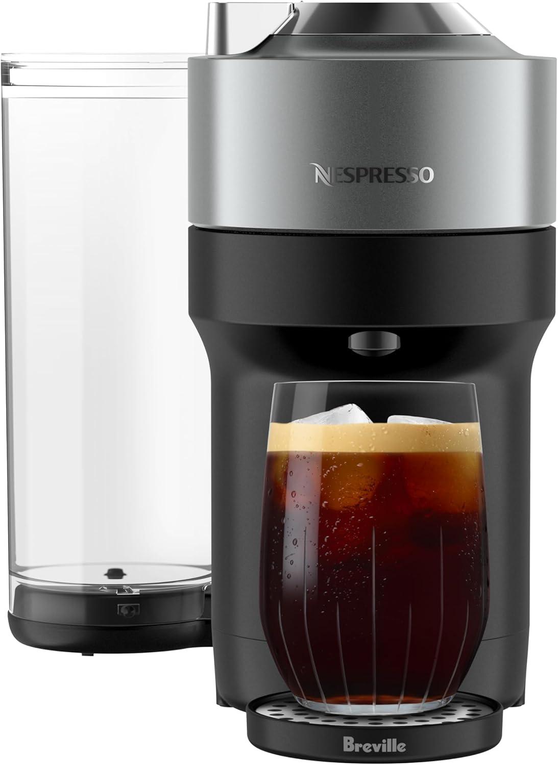 imageNespresso Festive Vertuo Pop Deluxe Coffee and Espresso Maker by Breville with Milk Frother Matte Black GoldTitan