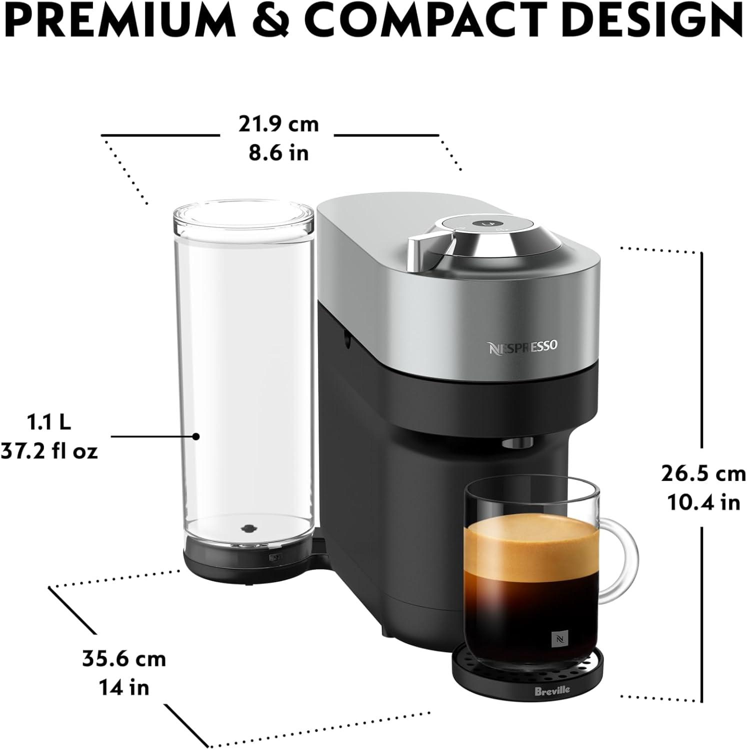 imageNespresso Festive Vertuo Pop Deluxe Coffee and Espresso Maker by Breville with Milk Frother Matte Black GoldTitan