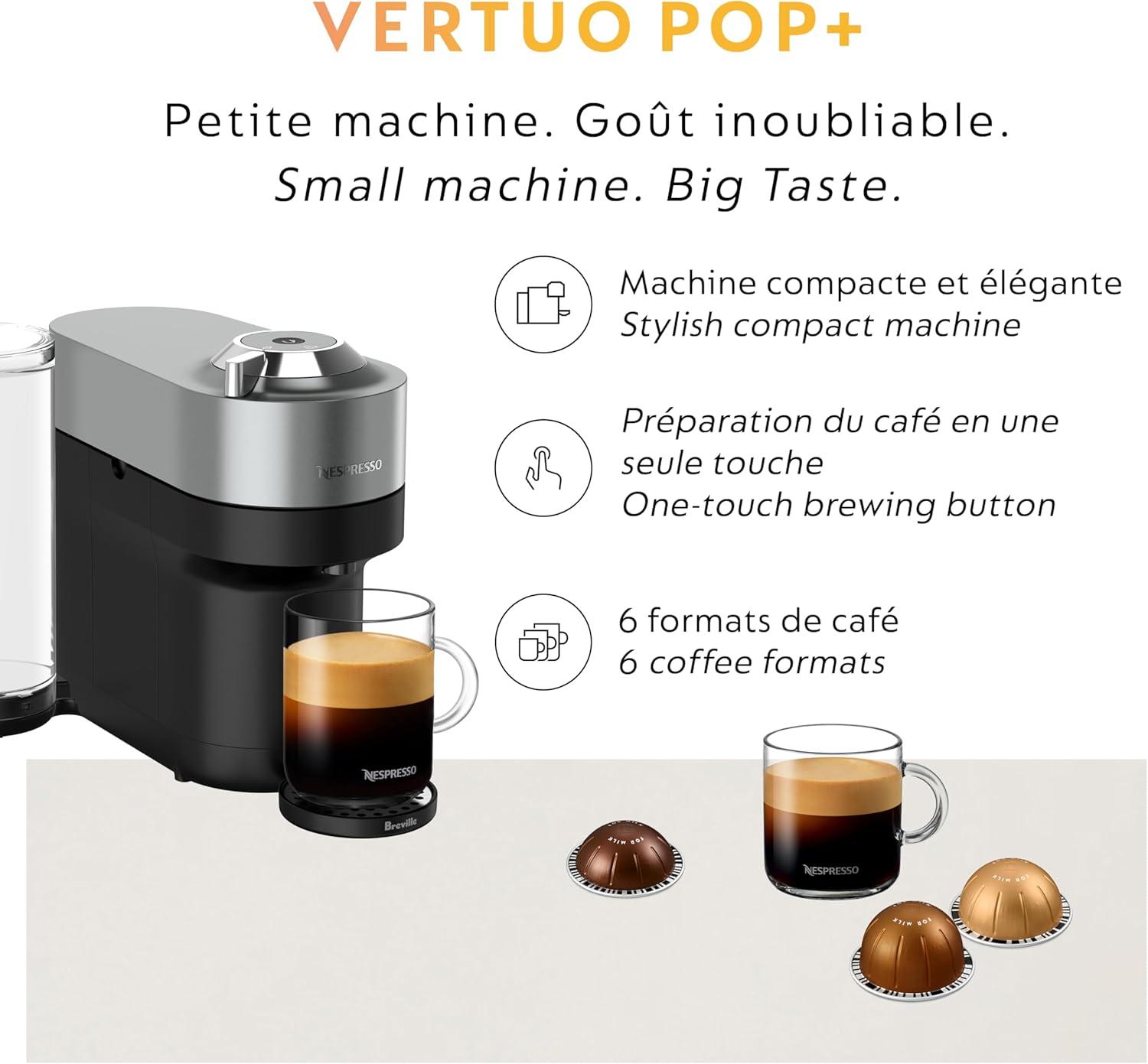 imageNespresso Festive Vertuo Pop Deluxe Coffee and Espresso Maker by Breville with Milk Frother Matte Black GoldTitan
