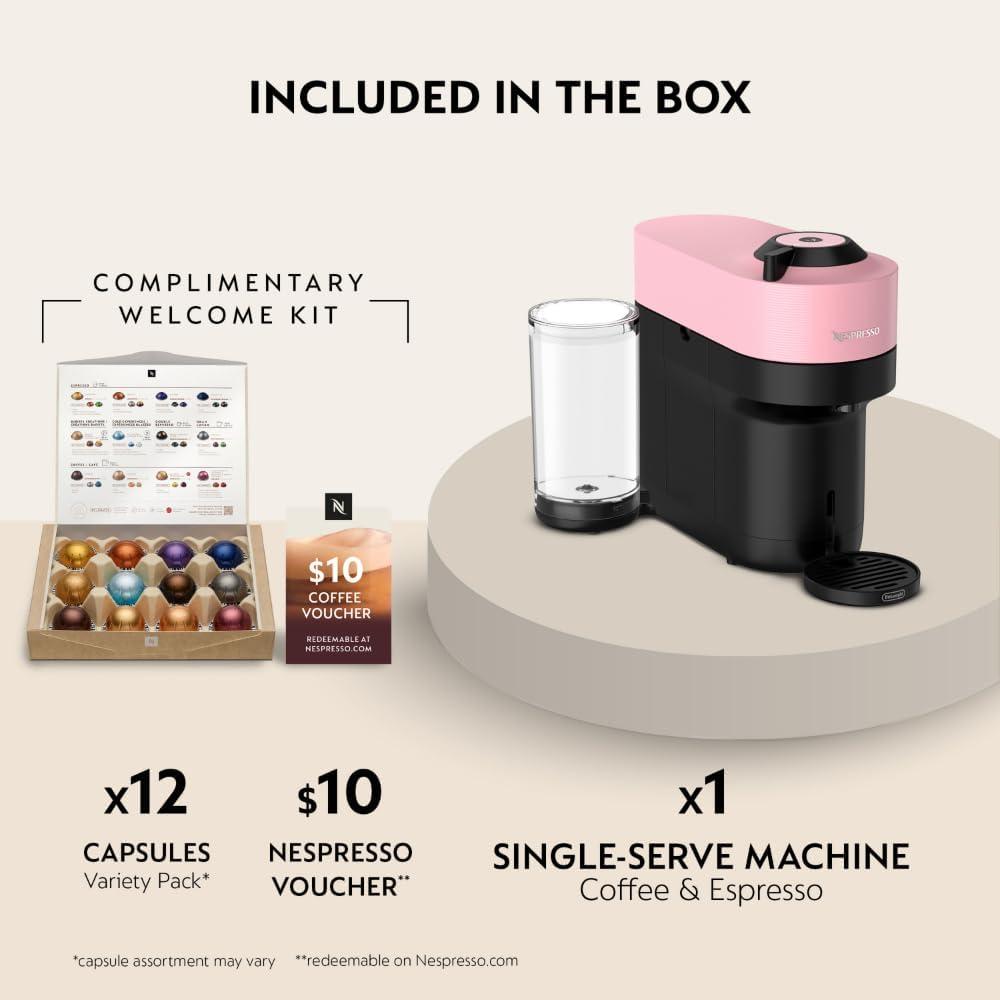 imageNespresso LimitedEdition Vertuo Pop Coffee and Espresso Maker by DeLonghi Pastel YellowCandy Pink