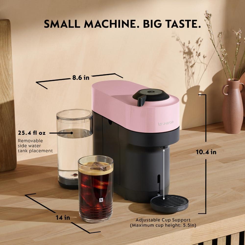 imageNespresso LimitedEdition Vertuo Pop Coffee and Espresso Maker by DeLonghi Pastel YellowCandy Pink