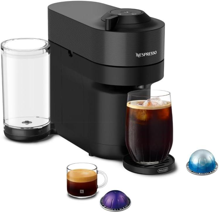 imageNespresso LimitedEdition Vertuo Pop Coffee and Espresso Maker by DeLonghi Pastel YellowLiquorice Black