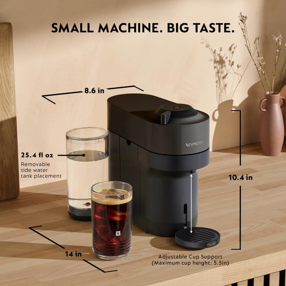 imageNespresso LimitedEdition Vertuo Pop Coffee and Espresso Maker by DeLonghi Pastel YellowLiquorice Black