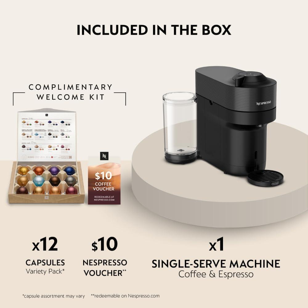 imageNespresso LimitedEdition Vertuo Pop Coffee and Espresso Maker by DeLonghi Pastel YellowLiquorice Black