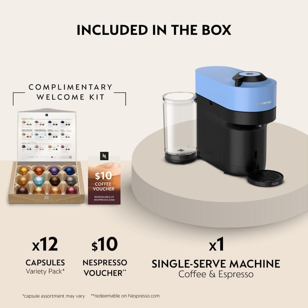 imageNespresso LimitedEdition Vertuo Pop Coffee and Espresso Maker by DeLonghi Pastel YellowPacific Blue