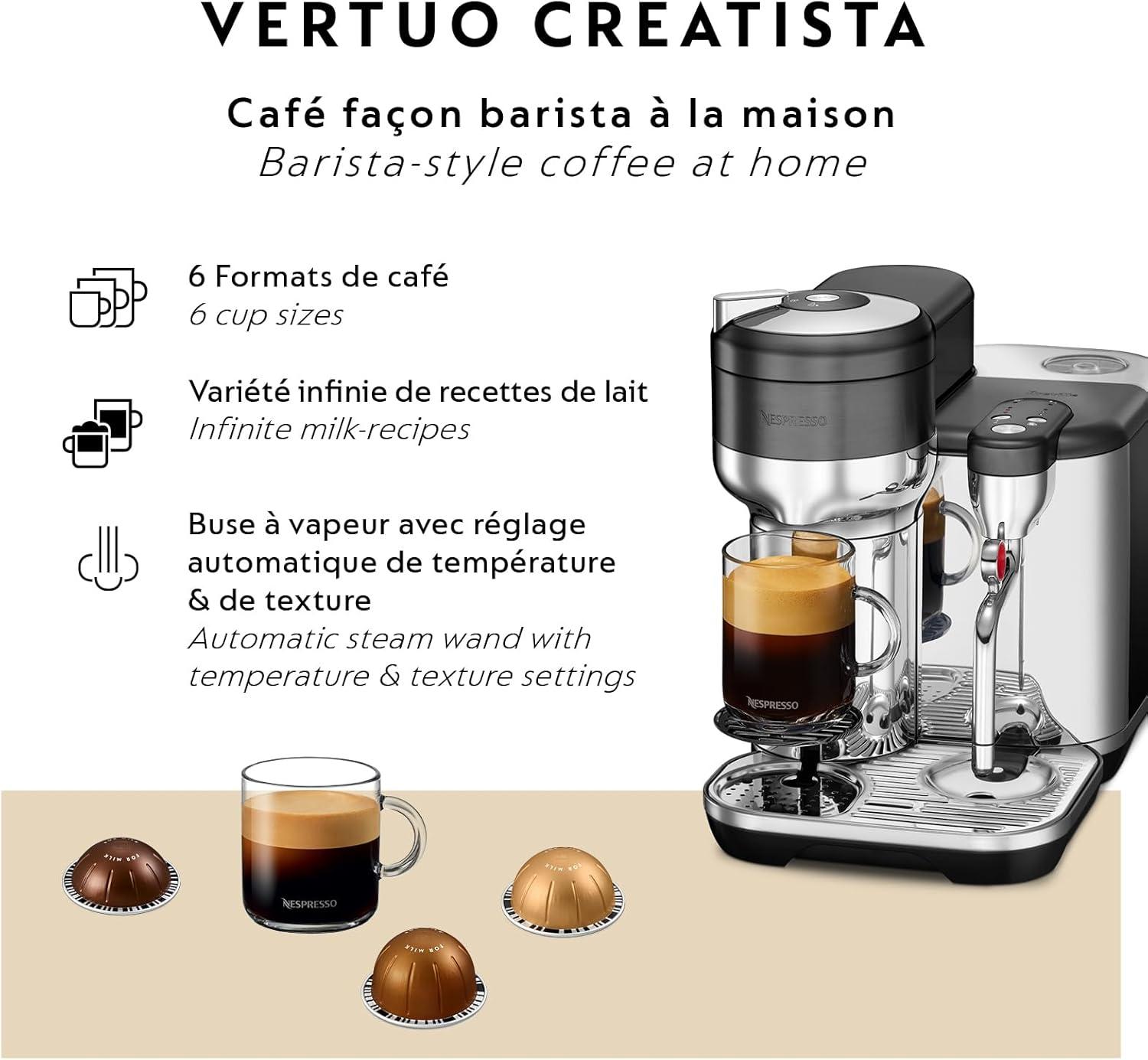 imageNespresso Vertuo Creatista Coffee and Espresso Maker by Breville Brushed Stainless SteelBlack Stainless Steel