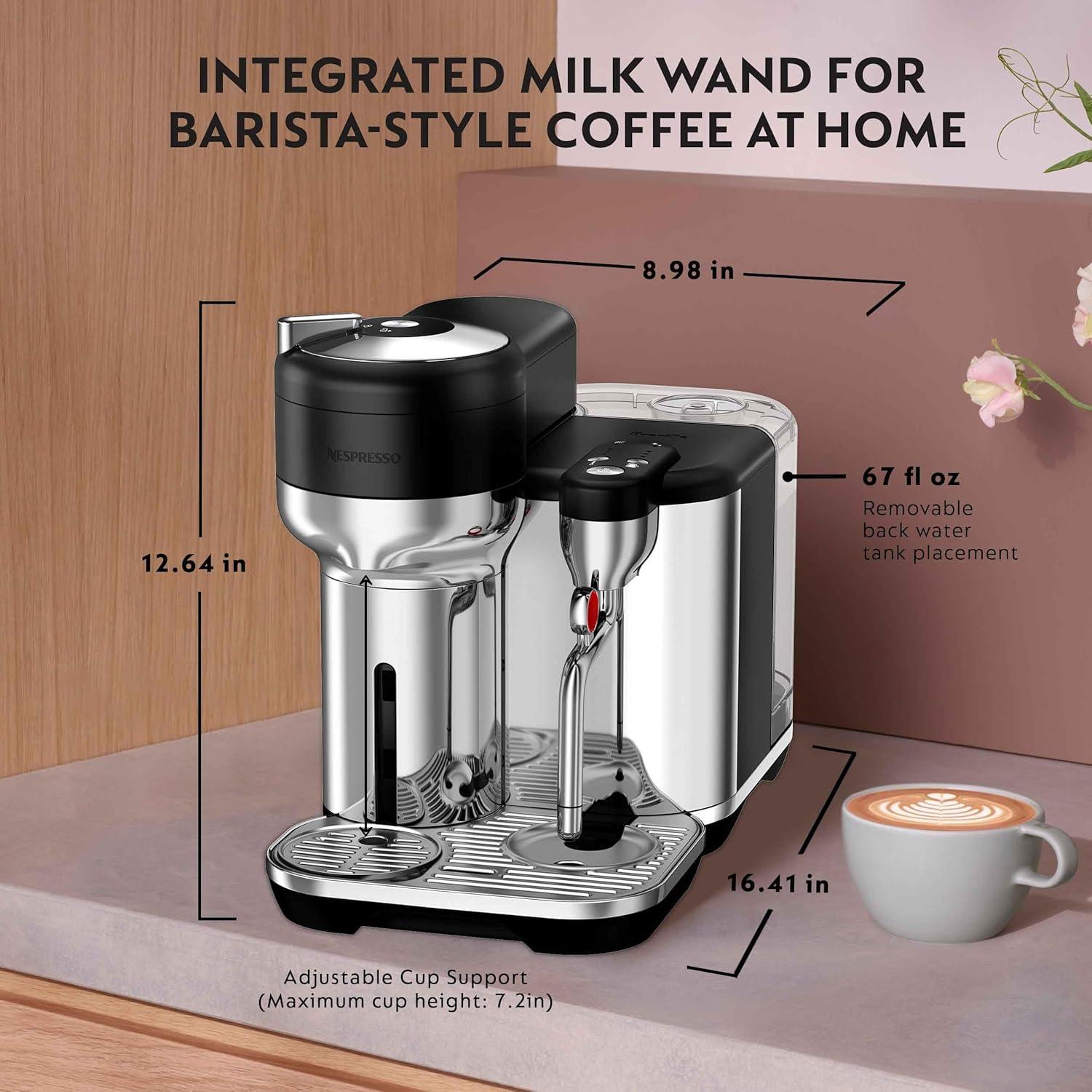 imageNespresso Vertuo Creatista Coffee and Espresso Maker by Breville Brushed Stainless SteelBlack Truffle